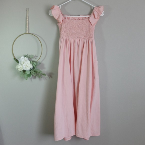 Angashion Pink Ruffled Dress with Pockets Size Medium - Picture 7 of 8